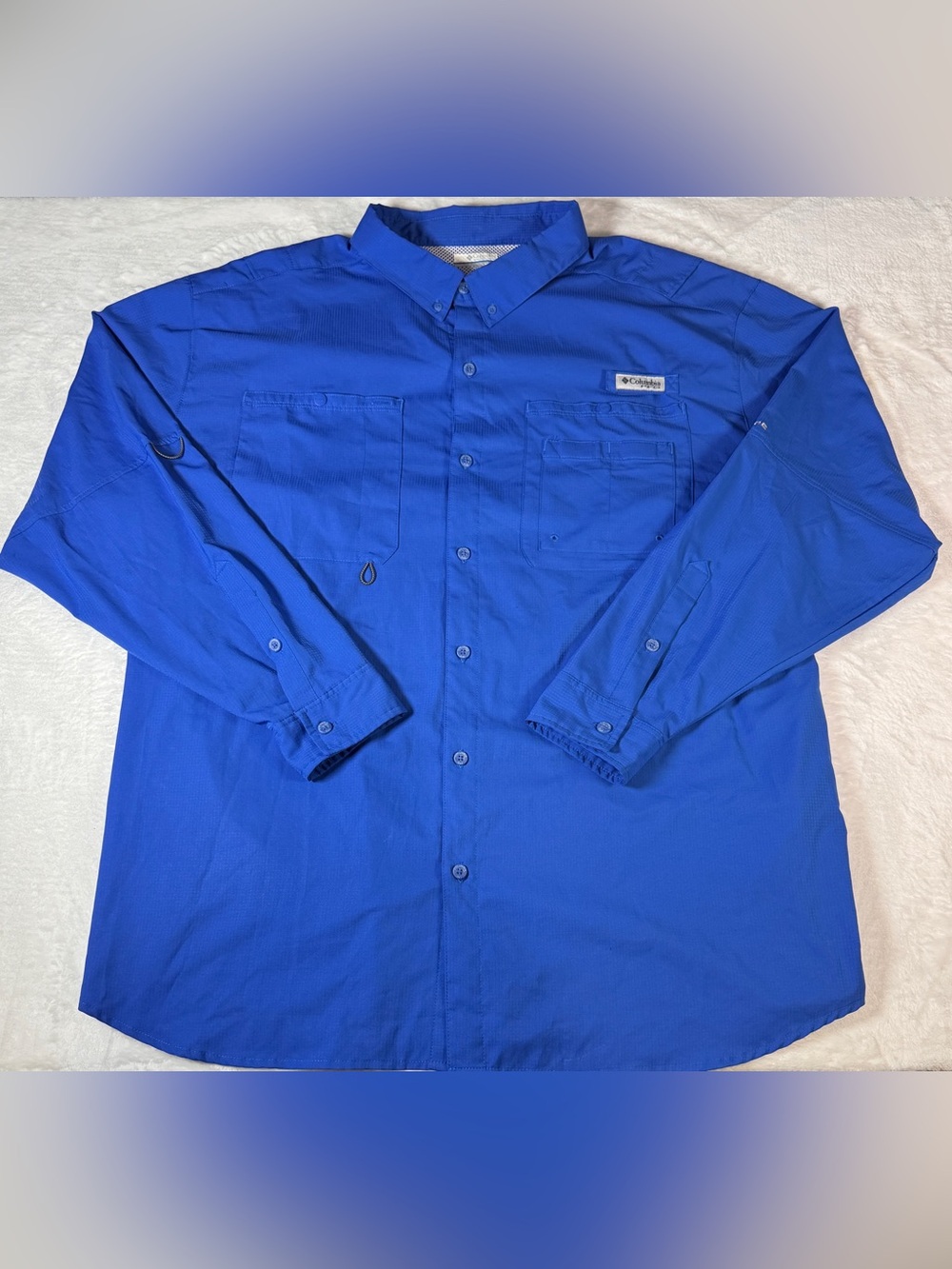 Columbia PFG Men’s 3X Tall Blue Long Sleeve Fishing Shirt Performance Gear